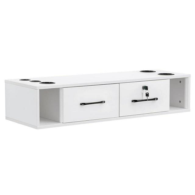 BarberPub Wall Mount Station with Drawers Styling Cabinet Open Storage Beauty Salon Spa Equipment 2502 (White)