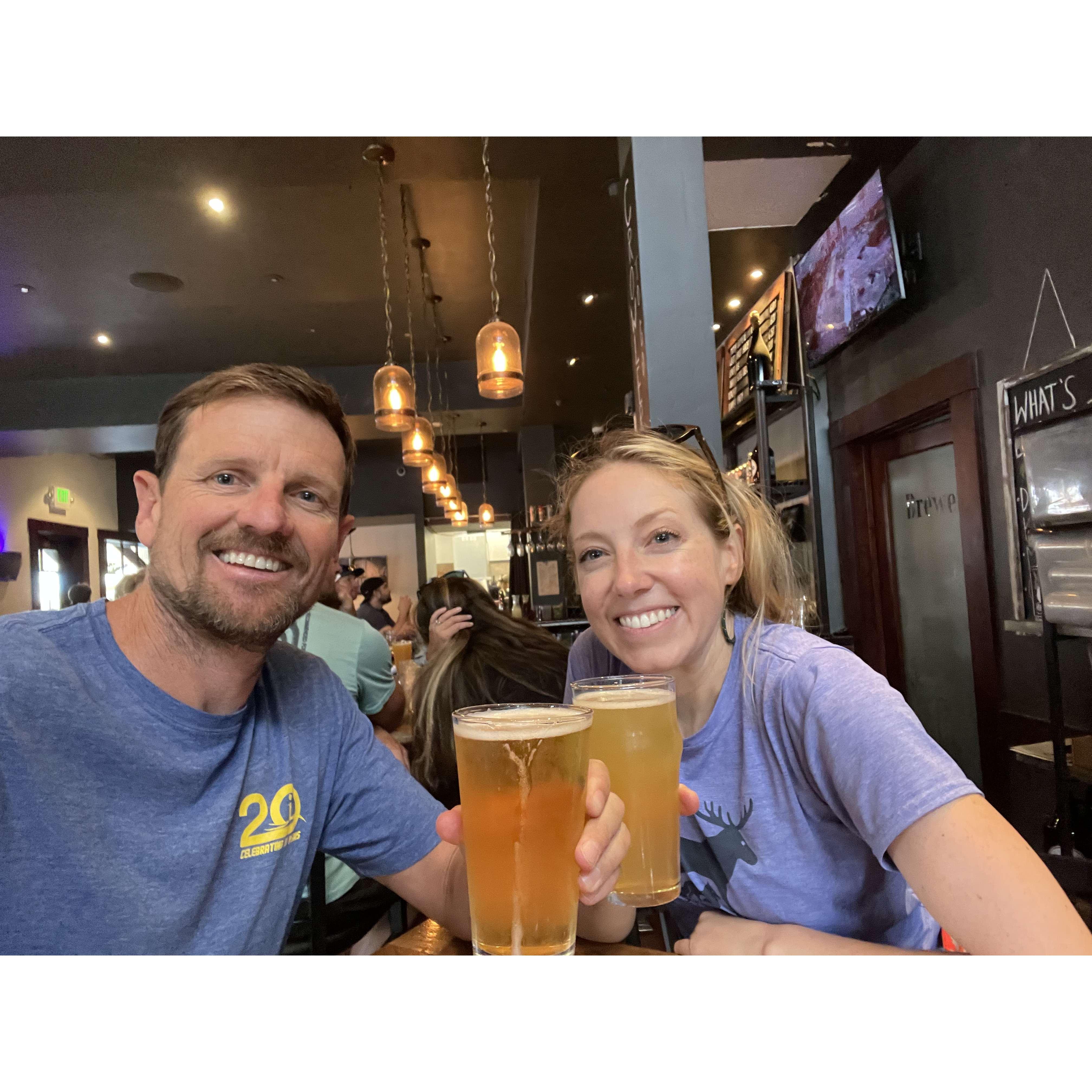 Post-ride beer at Fifty Fifty Brewery in Truckee, CA