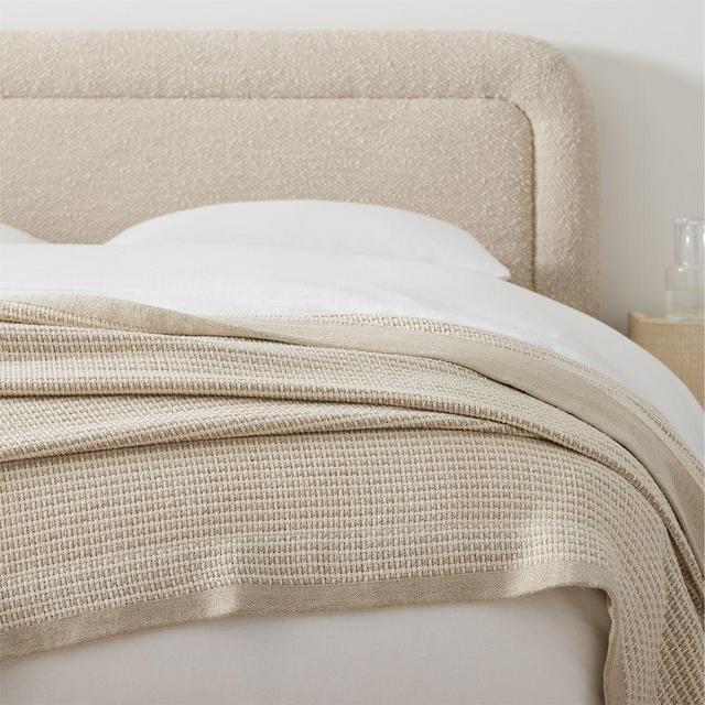 Two Tone Cotton Linen Blanket, F/Q, Natural