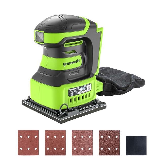 Greenworks 24V Cordless 1/4 Quarter Sheet Sander Tool Only, 11,000 OPM Sander with Dust Collection Bag and Sandpaper