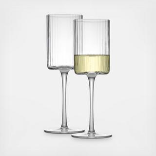 Elle Fluted Cylinder White Wine Glass, Set of 2