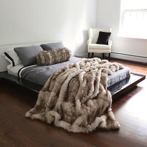 Best Home Fashion Faux Fur Throw - Full Blanket - Champagne Fox - 58"W x 84"L - (1 Throw)