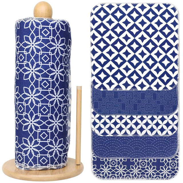 ROGITU 25 Pack Reusable Tissue Paperless Towel Roll Washable Cotton for Kitchen Towels Zero Waste Products Replacement Tissue (RT-F)