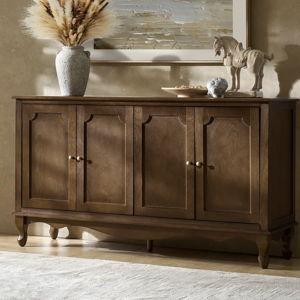 Agnes 58" W Transitional 4 Door Sideboard with Cable Management and Adjustable Shelves - Walnut
