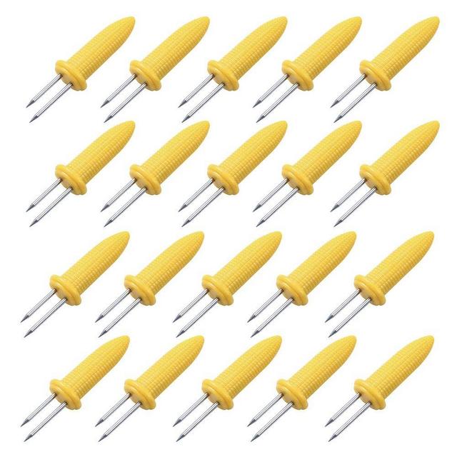 20 Pcs Stainless Steel Corn Forks,Party Camping for Home Cooking,Corn on The Cob Ham BBQ Fork