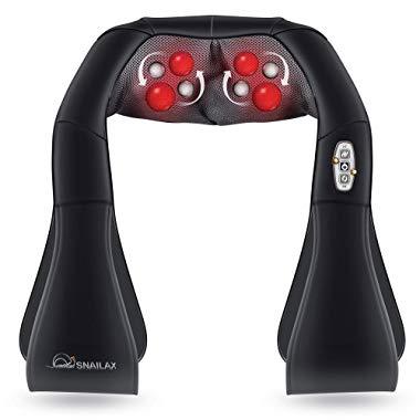 Snailax Shiatsu Neck and Shoulder Massager - Back Massager with Heat, Deep Kneading Electric massage pillow for Neck, Back, Shoulder,Foot Body Pain Relief