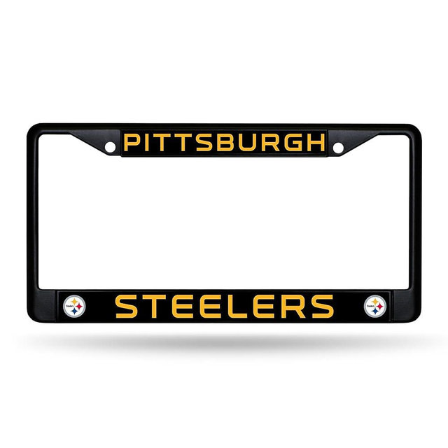 Rico Industries NFL Football Primary Black Chrome Frame with Plastic Inserts 12" x 6" Car/Truck Auto Accessory