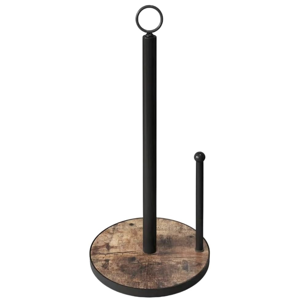 OROPY Paper Towel Holder Countertop with Heavy Duty Wood Base, Farmhouse Paper Towel Roll Stand for Kitchen Counter fits Standard and Jumbo Size Paper Towels (Brown - Easy to Tear)