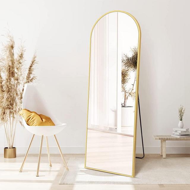 KOCUUY Arched Full Length Mirror, 64”x21” Full Body Floor Length Mirror, Gold Standing Mirror Full Length, Arched Floor Mirror Living Room, Wall Mirror Hanging Standing Or Leaning Body Mirror Bedroom…