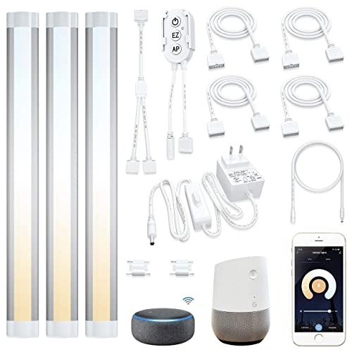 LED Smart Under Cabinet Lights Work with Alexa,Siri, Echo, Google Home (No Hub Required), 2700K to 6500K (3 Lights Bar Kit)