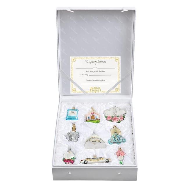 Old World Christmas Just Married Collection Glass Blown Ornament for Christmas Tree