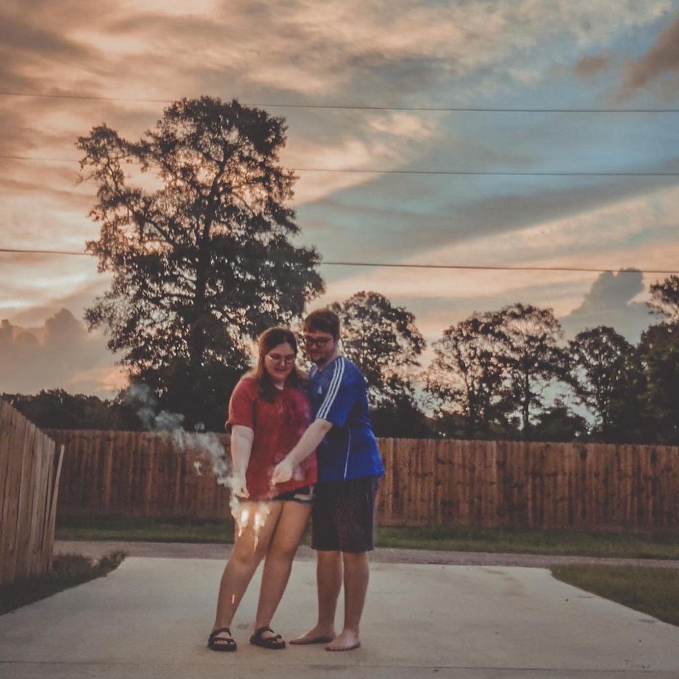 Having fun with sparklers on Independence Day! This was at Evan's mom's house, Watson, LA. 7.4.22.