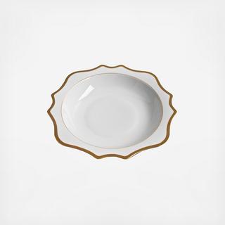 Antique White with Gold Rim Serving Bowl