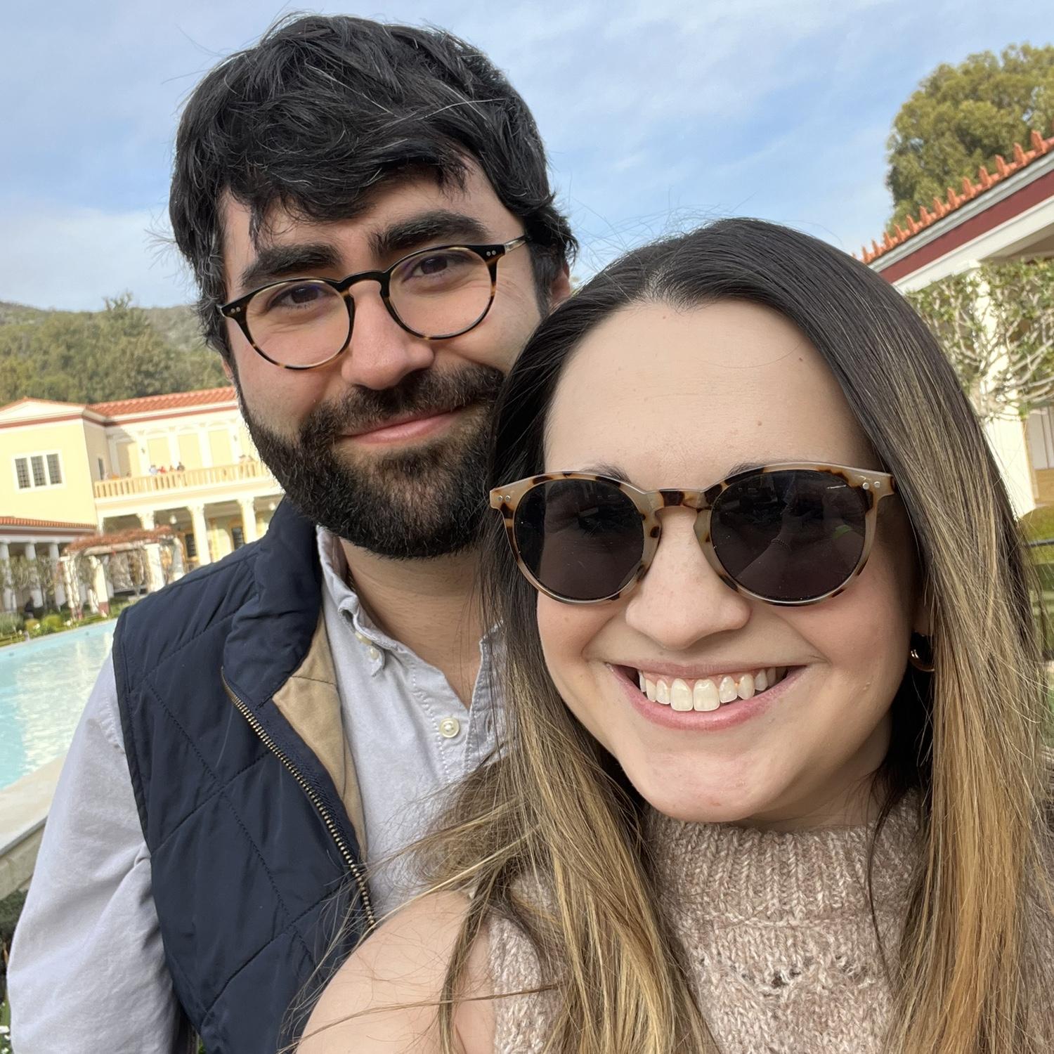 Our first photo together at the Getty Villa
