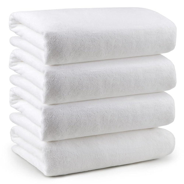Orighty Bath Towel Set Pack of 4(27’’ x 54’’) - Soft Feel White Bath Towel Sets, Highly Absorbent Microfiber Towels for Body, Quick Drying, Microfiber Bath Towels for Sport, Yoga, SPA, Fitness