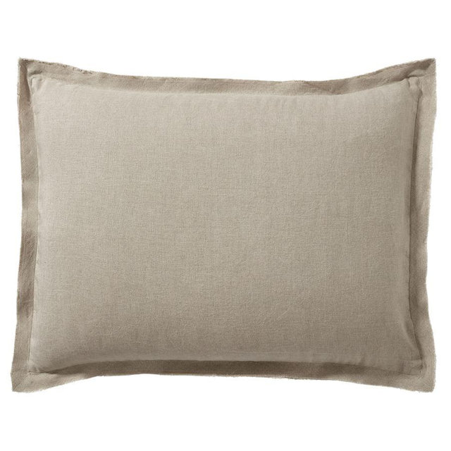 Belgian Flax Linen Double Flange Sham, Dark Flax, Standard, Set of 2