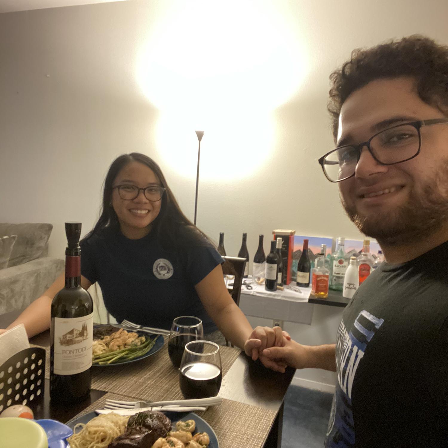 Valentine’s Day 2019. Our Valentine’s tradition since our first together has been a night in making surf and turf together rather than braving the restaurant scene lol