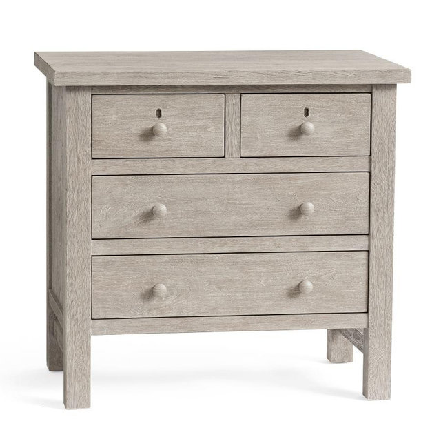Farmhouse 4-Drawer Nightstand, Gray Wash
