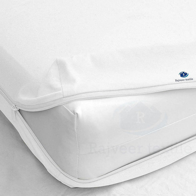 RAJVEER TEXTILE Queen Zipper Fitted Sheet 16" Inch Deep Pocket - Hotel Quality Soft Microfiber Bottom Sheet- Shrinkage and Fade Resistant-Easy Care -1 Fitted Zipper Mattress Cover White Color
