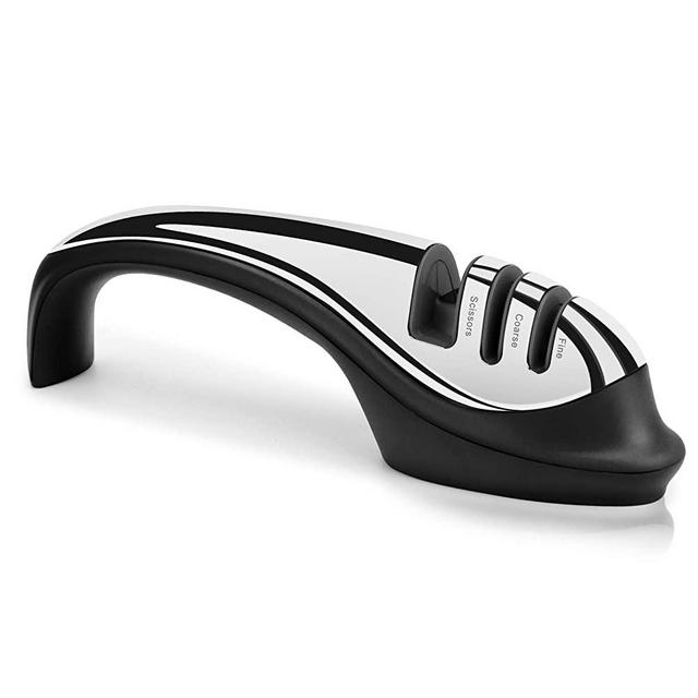Chef Knife Sharpener - Vestaware Chef's Knives & Scissors Manual Sharpening Tool to Quick Sharpen, Restore and Polish Straight-Edge Knives, Quickly, Safe and Easy to Use