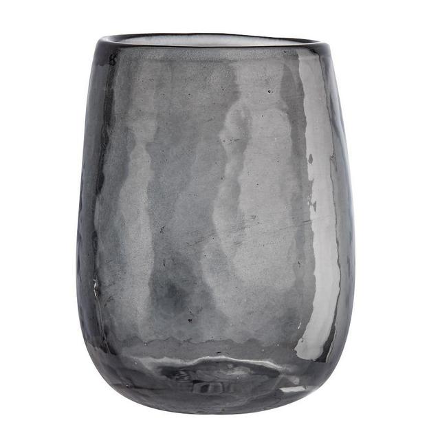 Hammered Glass Stemless Wine Glasses, Set of 4 - Smoke