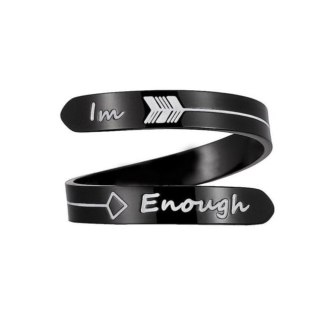 Opening Black Keep Going ring Stainless Steel Adjustable Never give up Jewelry Inspirational Opening Stacking Cute Hiphop Band