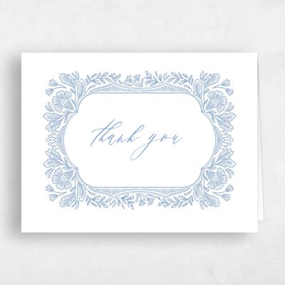 Dusty Blue Wedding Thank You - Caleania Landscape Letterpress
