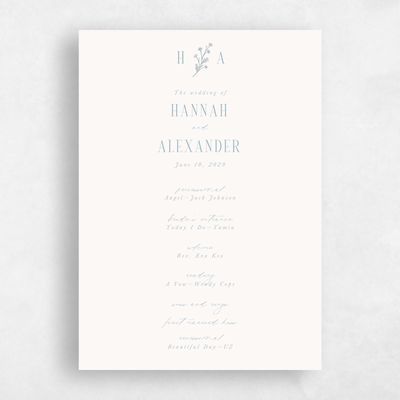 Dusty Blue Wedding Program - Nydia