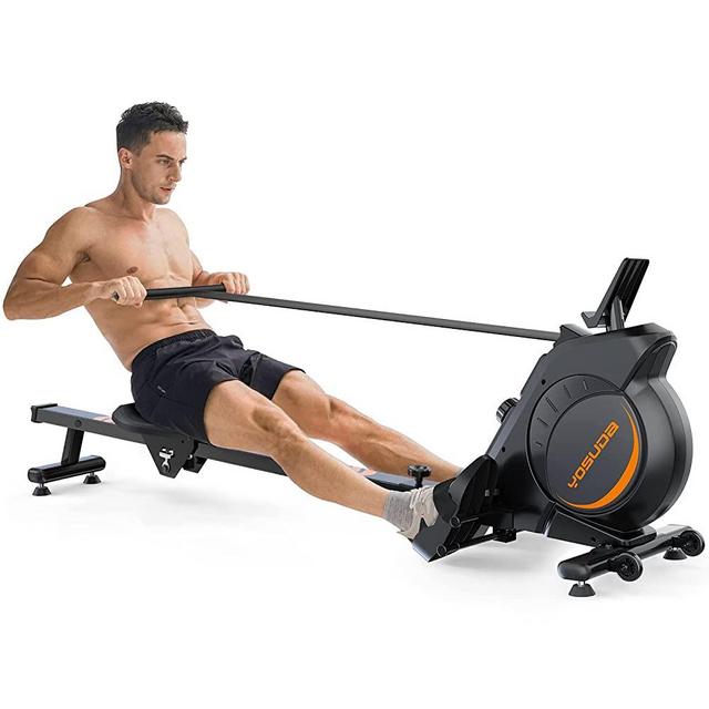 YOSUDA Magnetic Rowing Machine 350 LB Weight Capacity - Foldable Rower for Home Use with LCD Monitor, Tablet Holder and Comfortable Seat Cushion