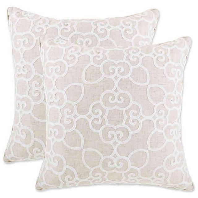 Madison Embroidered Geometric Square Throw Pillow