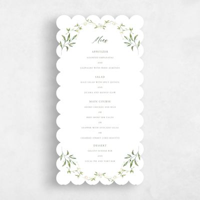Green Scalloped Wedding Menu - Verdure
