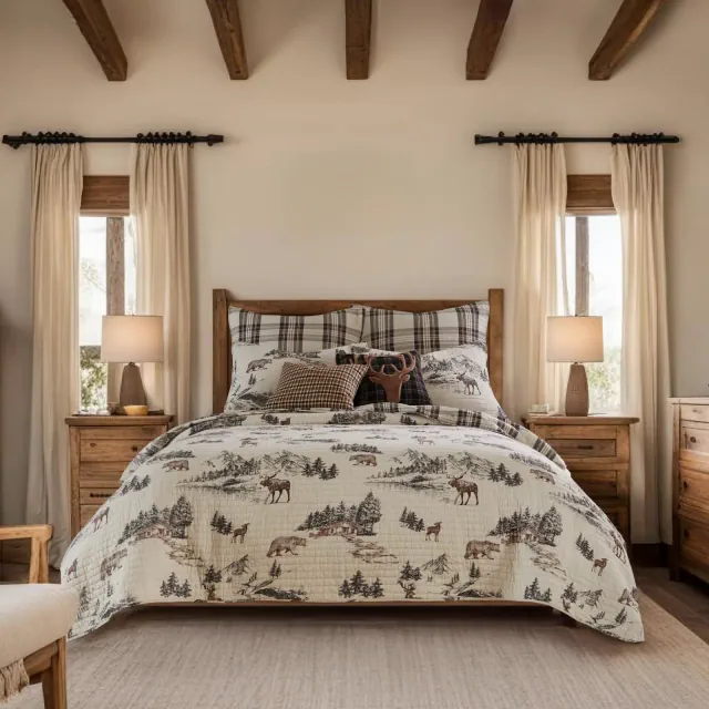 Lodge Toile King Quilt Set - Levtex Home