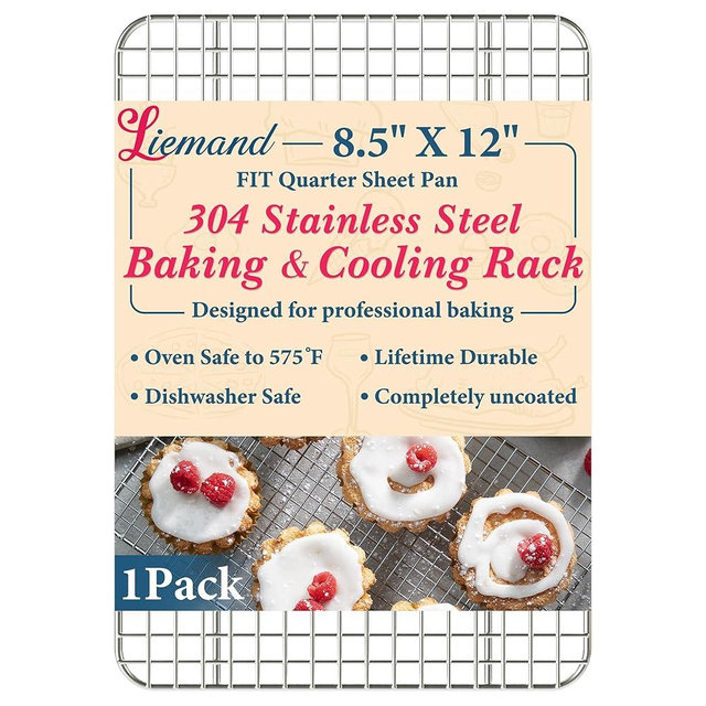 Cooling Racks for Cooking and Baking - 8.5"x12" Oven Safe Premium Stainless Steel Heavy Duty Baking Rack Tight-Wire, Fits Quarter Sheet Pan for Roasting & Grilling & Cooking - 1 Pack