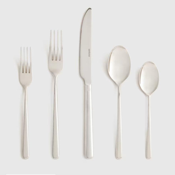 Gia Minimalist 20 Piece Flatware Set - Polished Stainless Steel