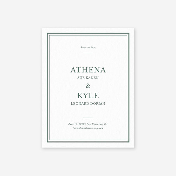 Weyers Frame Letterpress | Forest | Zola Save The Dates