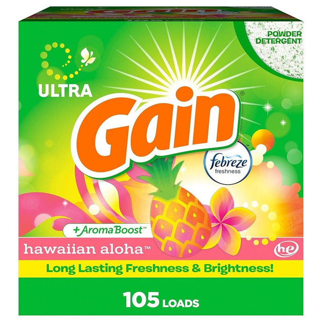 Gain Powder Laundry Detergent, Hawaiian Aloha Scent, 105 Loads, 135 OZ
