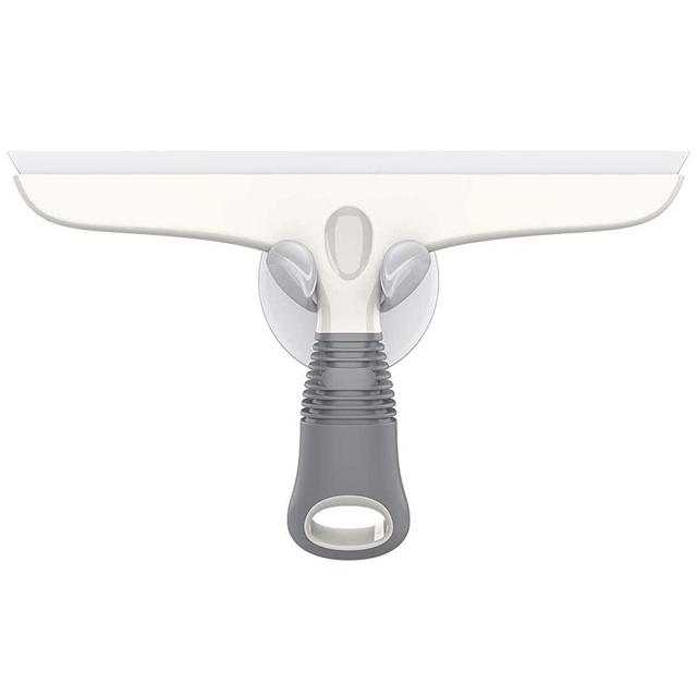 MR.SIGA Multi-Purpose Silicon Squeegee for Window, Glass, Shower Door, Car Windshield, Heavy Duty Window Scrubber, Includes Suction Hook, 10 inch, White & Grey, 1 Pack