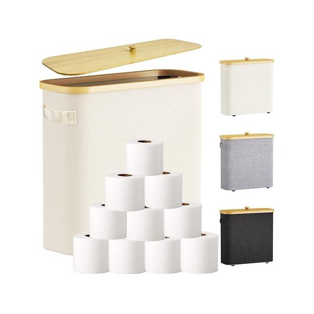 ECLJRZY Toilet Paper Storage, Toilet Paper Basket, Toilet Paper Holder with Lid and Handle, Bathroom Toilet Paper Organizer for 12 Rolls, Toilet Paper Storage with Lid(White, Extra Large)