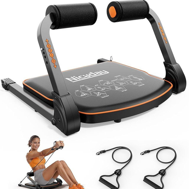 Niceday Ab Workout Equipment, Ab Machine for Stomach Workout, Ab Trainer Machine for Home, Ab Crunch Machine for Home Exercise, Sit Up Machine with Resistance Bands and 330 LBS Weight Capacity