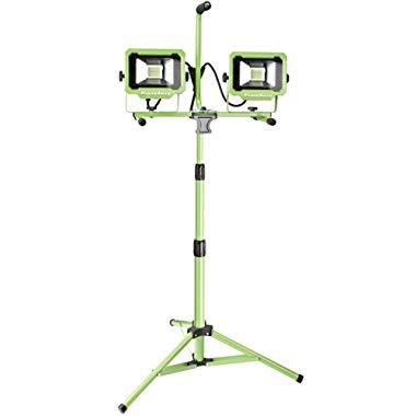 PowerSmith PWL2140TS Dual-Head 40W 4000 Lumen LED Work Light with Metal Lamp Housing and Telescoping Tripod(9 Ft Power Cord)