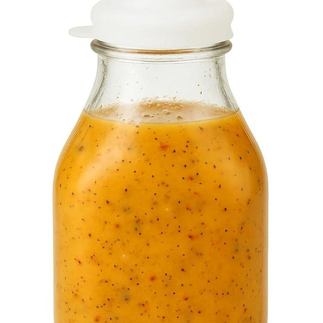 kitchentoolz 16oz Salad Dressing Shaker Bottle – Glass Bottle Salad Dressing Dispenser Container with Tamper-Proof Lid – 1 Pack