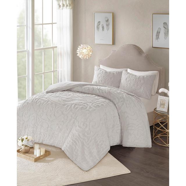 Madison Park Laetitia Full/Queen 3 Piece Cotton Chenille Medallion Duvet Cover Set