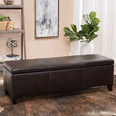 Christopher Knight Home Living Deal Furniture | Skyler Faux Leather Storage Ottoman Bench | in Brown