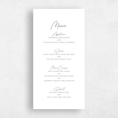 White Wedding Menu - Burke