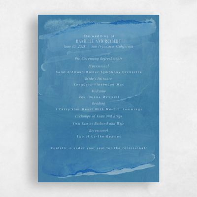 Cobalt, Blue Wedding Program - Balla
