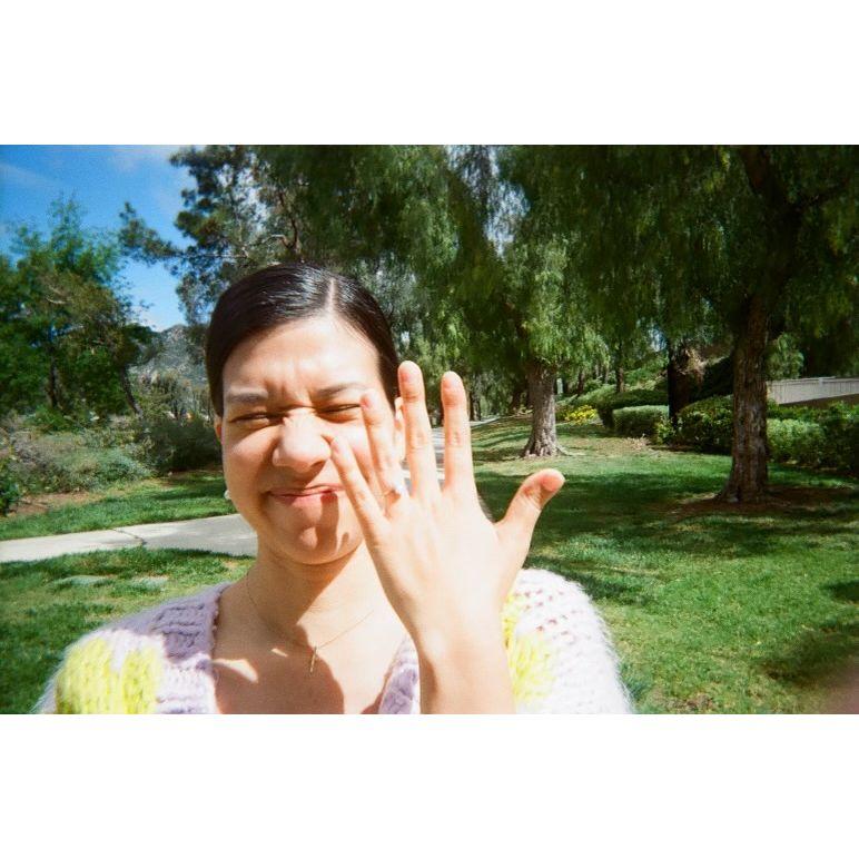 Feeling giddy after saying "YES" to forever!