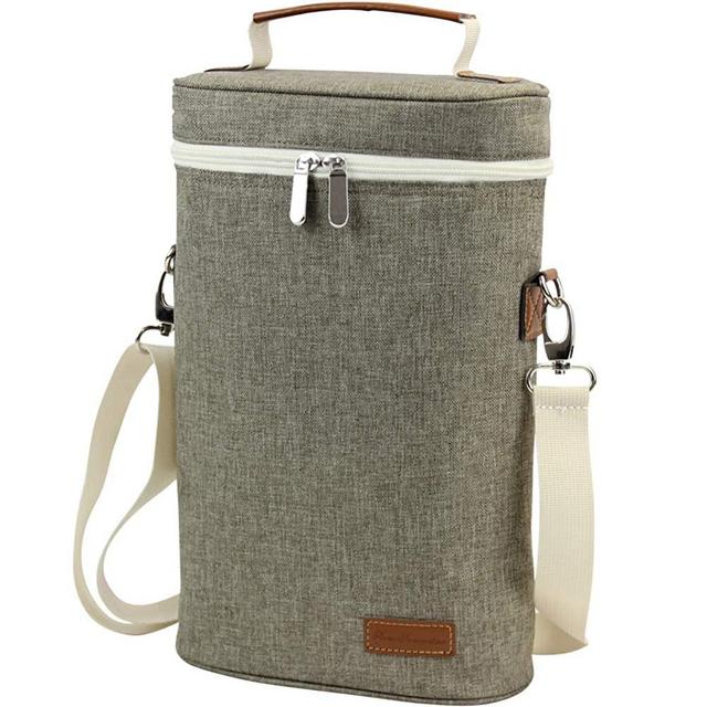 2 bottle insulated wine tote bag, Wine Carrier Travel Padded Cooler Bag with Shoulder Strap & Corkscrew Opener, Perfect Wine Lover's Gift, Great for Picnics and Outdoor Entertaining