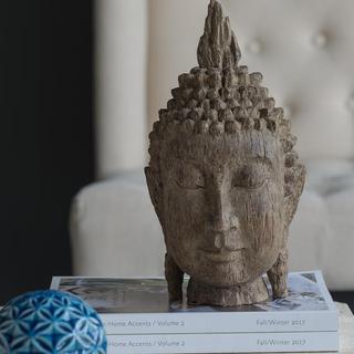 Meditating Buddha Head Sculpture