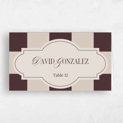 Brown Geometric Wedding Place Card - Sarlat
