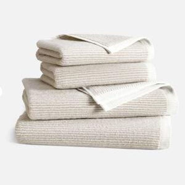 Plush Turkish Cotton Bath Towel Bundle (Striped Pebble Color)
